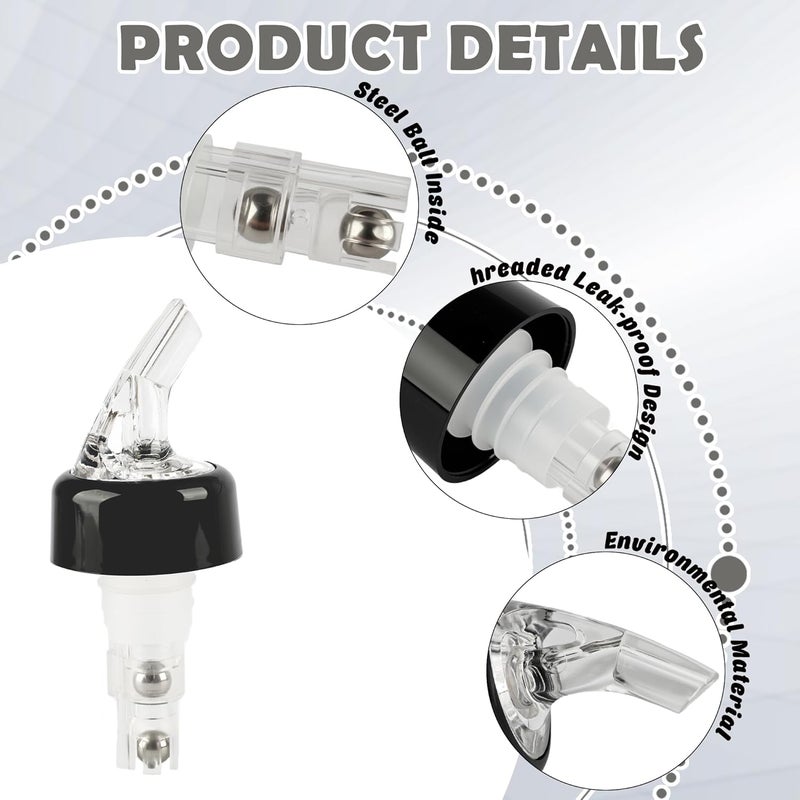 Swakuta 15 Pack Automatic Measured Liquor Bottle Pourers 1oz/30ml Quick Shot Spirit Dispenser with Dust Caps Wine Pourer Spouts for Alcohol Wine Cocktail Home Bar Bartending Tools (Clear) - Image 3